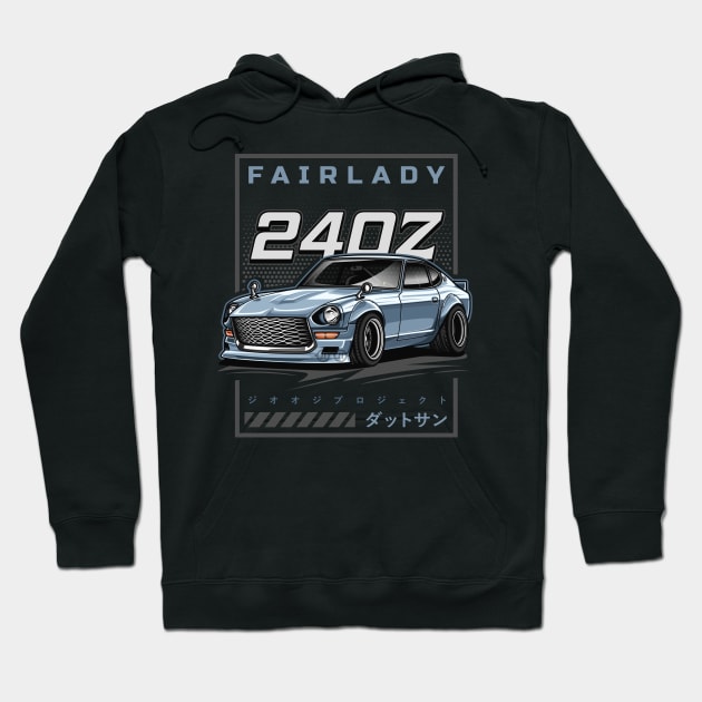 Vintage Car Fairlady 240Z (Grey Blue) Hoodie by Jiooji Project